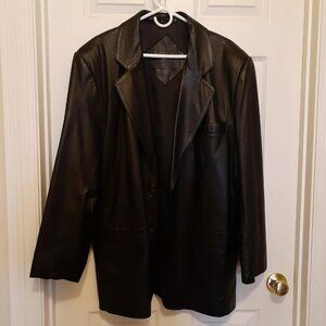 Roundtree & Yorke Men’s Black Leather Long Jacket